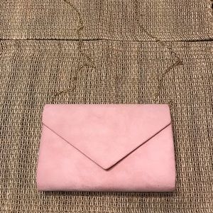 Pink faux suede crossbody